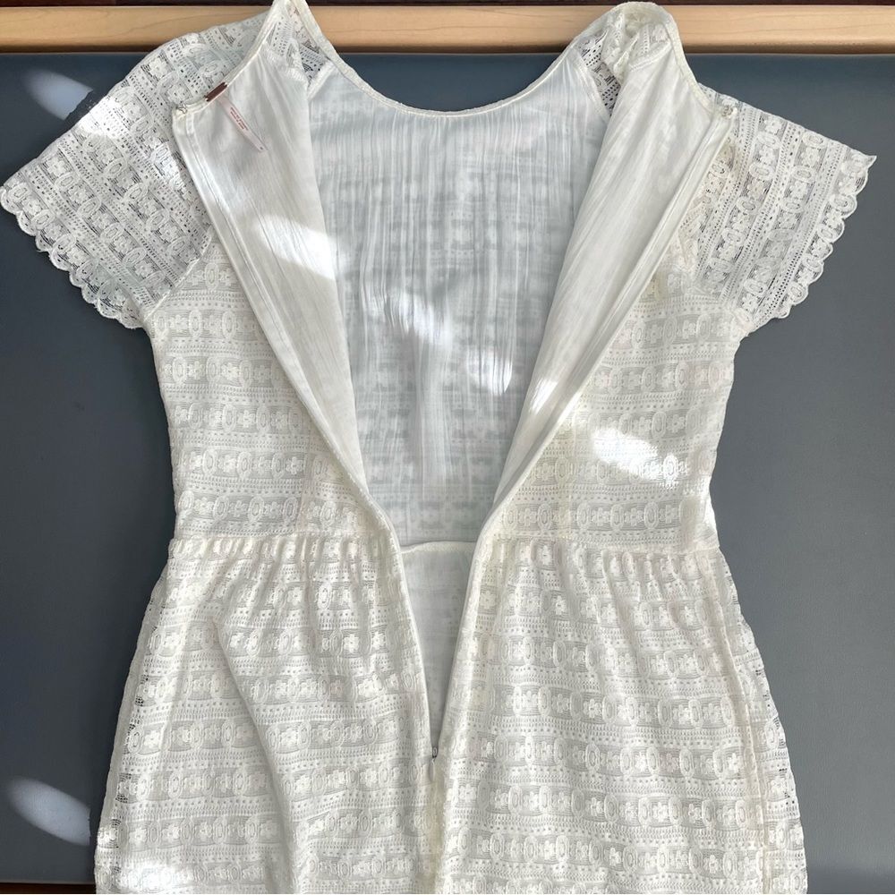 Free People Candy Ivory Lace Vintage Inspired Mini Dress - Picture 8 of 14